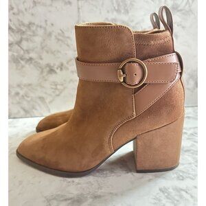 Vionic Tenley Ankle Boot Toffee Womens 7 Ankle‎ Bootie Suede  Arch Support